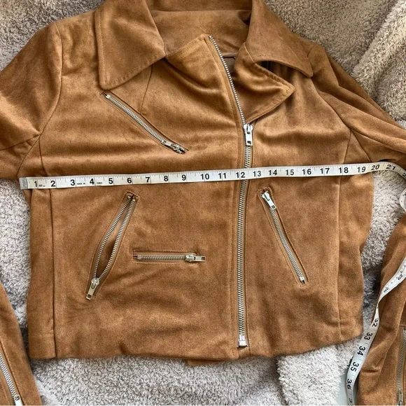 Lulu's Camel Faux Suede 'Suede With Love' Moto Jacket size XL - Picture 11 of 16